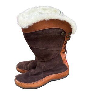 The North Face Women's Size 9 Suede & Leather Tall Boots With Faux Fur Lining